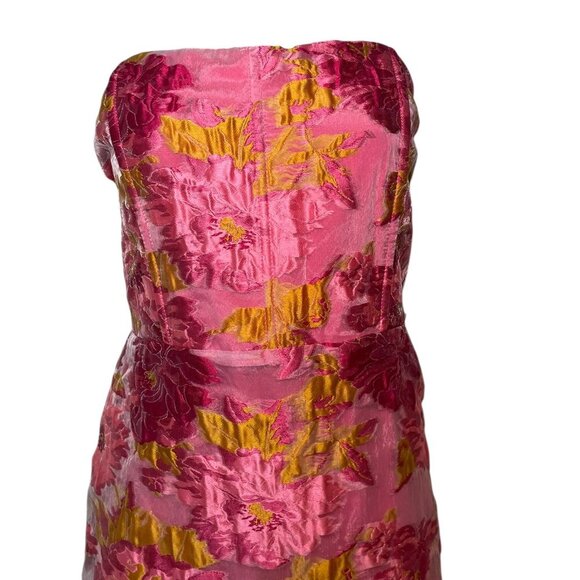 Lulus Brailey Pink Jacquard Strapless Midi Dress - Size XL - NWT - Picture 5 of 8